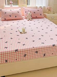 1 件花卉印花床笠套件，柔软舒适的卧室床上用品，床垫保护套，亲肤床笠，适合所有季节，防尘防滑，适用于单人床、双人床、大号床、特大号床，可机洗（不含枕套） - 彩色 - 查看 5