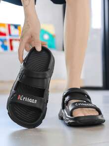 2025 Men's Soft Bottom Odor-Resistant 2-In-1 Outdoor Slippers For Driving, Non-Slip Wear-Resistant Beach Sandals - Black - View 3