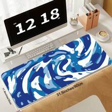 Blue Fluid Pattern Gaming Mouse Pad Extra Large Computer Keyboard Mouse Mat Desk Pad Soft Smooth Surface And Anti-Slip Rubber Base Soft Cloth XXL MousePad