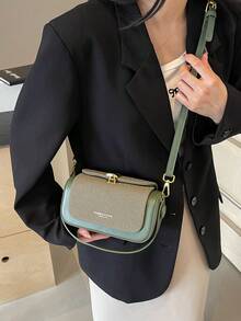 女士时尚方形斜挎包，优雅简约的设计，大容量 - 綠色 - 查看 3