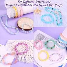 360pcs/480pcs Two-Color Gradient Crystal Imitation Jade Glass Round Beads Beaded Bracelet Making Kit For DIY Bracelets, Necklaces, Earrings, Crafts Beading Kits, Suitable For Beginners (Random Colors)