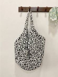 时尚大容量豹纹单肩包，女士斜挎包，简约拉链设计，休闲多用途手提包，适合工作、学习、旅行 - 白色 - 查看 7