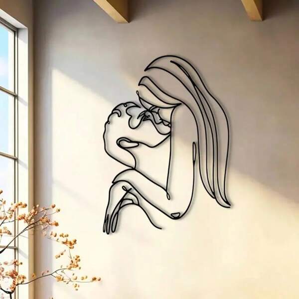 1 pieza Escultura decorativa de metal de pareja, arte de pared de hierro de 11,81 pulgadas, decoración del Día de San Valentín, para colgar en la pared interior/exterior del jardín y patio