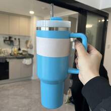 Large-Capacity 40-Ounce Stainless Steel Vacuum Insulated Cup Water Bottle, With A Handle Suction Cup And Leak-Proof Lid. It Has An Extremely Large Capacity And Is Suitable For Picnics, Summer Outings, Outdoor Activities, Camping, Dormitories, Yoga, Driving, Office Commutes, Teaching, Graduation Gifts, Teacher Gifts, Valentine's Day Gifts, Birthday Gifts, Thanksgiving Gifts, Christmas Gifts, Halloween Gifts, Halloween Party Gifts, Party Supplies, Etc. It Is Very Suitable For Various Beverages, Including Ice Water, Iced Tea Or Coffee, Iced Drinks And Hot Drinks. - Pu Cup Blue - View 2