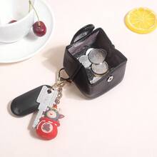 Fashionable Textured PU Button Opening Multifunctional Compact Women Coin Purse For Women Wallet Mini Wallet Purse Wallet Coin Wallet Wallet - Black - View 8