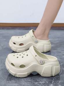 Sandalias de plataforma gruesa de EVA para mujer, zapatos de ducha de verano antideslizantes, de unicolor y versátiles - Beis - Ver 2