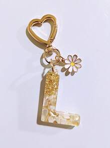 1pc Women's Beige Letter & Heart Tassel Resin Keychain, Creative Gifts For Friends, Casual & Cute Accessory Car Accessories Bag Charm Backpack For School Goth Y2k
