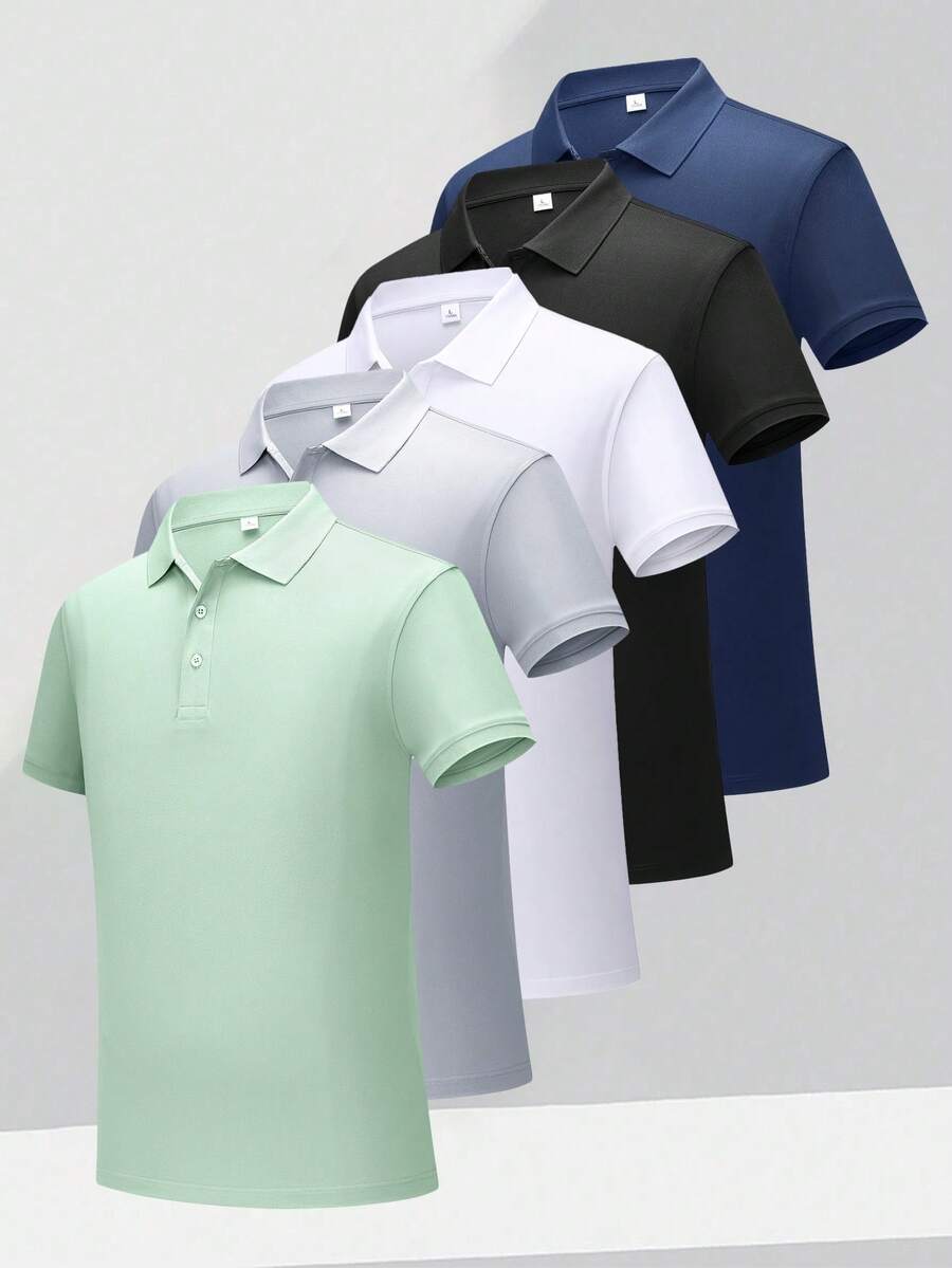 Camiseta polo de manga corta de verano para hombre con cuello, uniforme de trabajo de secado rápido - verde menta - Ver 1