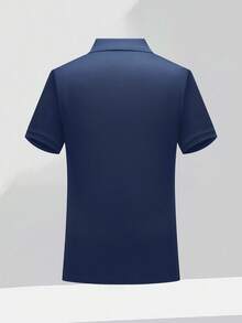 Men's Summer Short Sleeve Quick Dry Polo Shirt Uniform - Navy Blue - View 4
