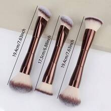 Dual-Ended Foundation & Blush Brush - Soft Bristle, Fragrance-Free, Metal Handle, For All Skin Types - Perfect For Flawless Application Of Liquid, Cream, And Powder Makeup,Foundation Brush,Concealer Brush,Blush Brush,Contour Brush,Blush Brush,Bronzer Brush,Powder Brush,Foundation Brush,Blush Brush,Giveaways - Mocha Brown - View 5