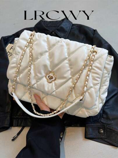 Women's Shoulder Bag Diamond Embroidery Line Flip Soft Bag Pillow Bag Large Capacity Portable Fashion Bag