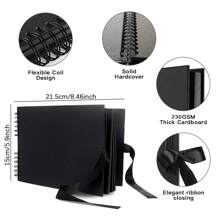 1pc 60 Pages (30 Sheets) Scrapbook Album, Kraft Paper Scrapbook For Wedding Guest Book And Anniversary, Family DIY Scrapbooking - For Craft Paper DIY, Christmas Gift (Black/White) (Small Size)