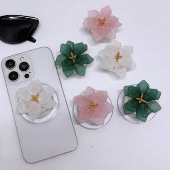 Flower-Shaped Multi-Functional Adjustable Mobile Phone Stand, Portable Phone Holder For Selfie Live Streaming Compatible With IPhone, Android Phone, Gift For Birthday, Family, Friends Push-Pull Phone Grip, Phone Accessories