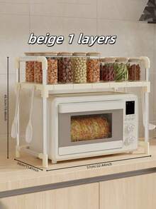 1pc Kitchen Storage Rack, Microwave Oven Overhead Shelf, Practical Home Storage Rack - Multicolor - View 12