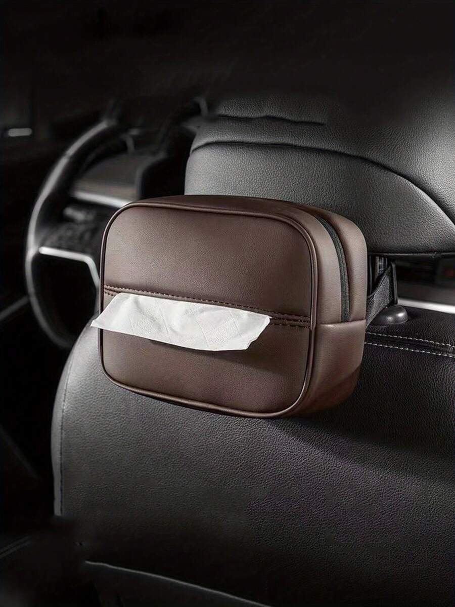 1pc Car Tissue Box, Home Tissue Box With Strap Holder, High-End Tissue Box For Car, Armrest Box Tissue Holder, Car Interior Accessory, Tissue Dispenser - Multicolor - View 1