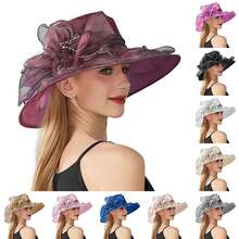 Kentucky 2025 Derby Hat For Women Ladies Organza Fascinator Easter Tea Party Bridal Church Sunday Sun Hat - Large Flower Organza - View 1