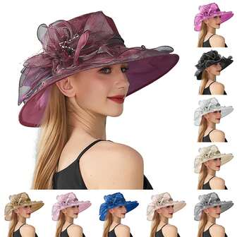 Kentucky 2025 Derby Hat For Women Ladies Organza Fascinator Easter Tea Party Bridal Church Sunday Sun Hat