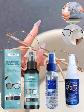 100ml Limpiador de ojos, 60ml Dos estilos de limpiador de gafas, equipado con paño de limpieza de gafas de alta elasticidad especial, fácil de transportar para salir, fiestas, excursiones, viajes de negocios, campamentos, vida, playa y ocio. Spray antivaho para gafas y spray de limpieza de lentes para una visión clara. (Se envían modelos nuevos y antiguos al azar).