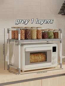 1pc Kitchen Storage Rack, Microwave Oven Overhead Shelf, Practical Home Storage Rack - Multicolor - View 13