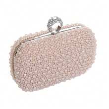 Handmade Pearl Beaded Evening Clutch Bag, Women Formal Party Purse, Rhinestone Embellished Envelope Clutch, Suitable For Cheongsam/Evening Dress - Pink - View 3