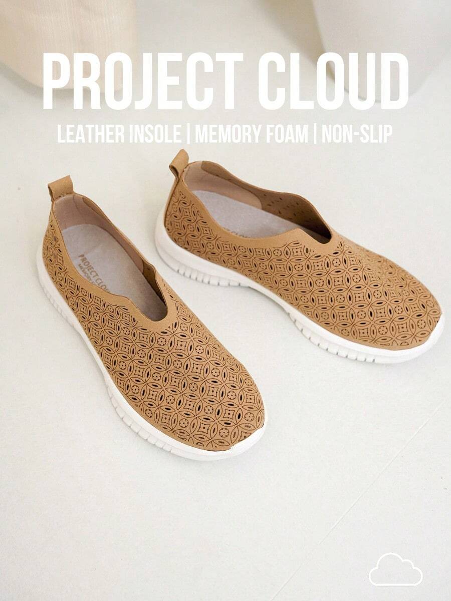 Orchid Leather Sneakers By Project Cloud - Lightweight, Arch Support. - Camel - View 1