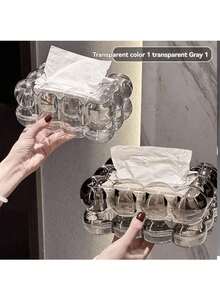 1pc Nordic Luxury High-End Facial Tissue Box, Creative Transparent Tissue Paper Storage Box For Home Living Room Coffee Table - Multicolor - View 6