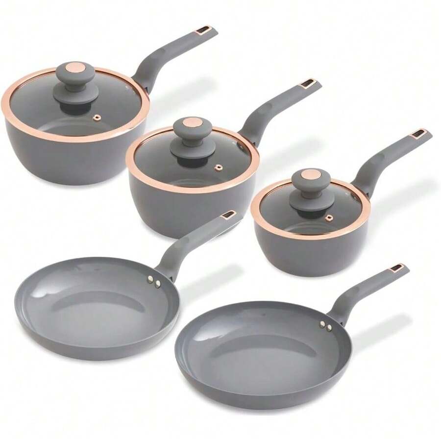 5pc Cookware Set Pot Frying/ Saucepans Non-Stick Black - default - View 1
