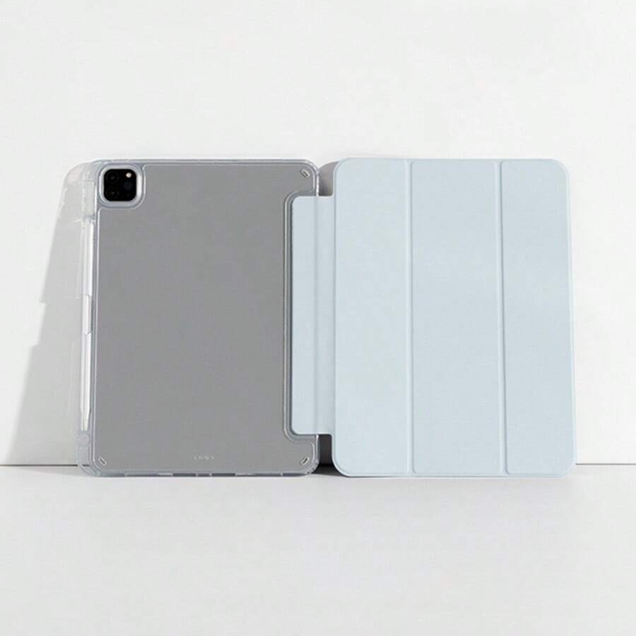 1 pieza Funda plegable de silicona azul a prueba de caídas con ranura para lápiz, compatible con Samsung, iPad, Honor - Admite función de reposo/activación - Azul - Ver 1