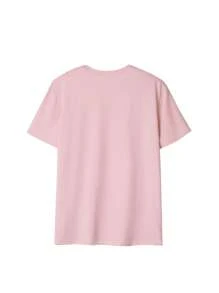 T-shirt da donna con stampa personalizzata a lettere, stile occidentale, scollo tondo, adatta per l'estate e vacanze. Top donna bianco e rosa con grafica
