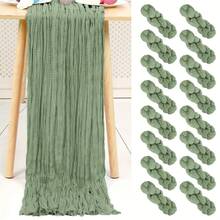 1/6/12pcs Boho Style Balinese Gauze Table Runner 108"X35" - Sheer Gauze Bohemian Style For Wedding, Bridal Shower, Birthday Party And Summer Decoration (Sage Green) - Sage Green - View 3
