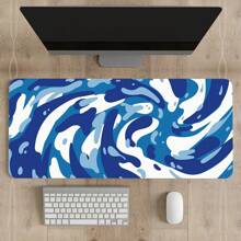 Blue Fluid Pattern Gaming Mouse Pad Extra Large Computer Keyboard Mouse Mat Desk Pad Soft Smooth Surface And Anti-Slip Rubber Base Soft Cloth XXL MousePad