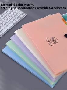 1pc Solid Color Accordion Document File Folder, A4 Zipper Organizer Bag, Student Test Paper Holder, Large Capacity Storage, Certificate Collection, Multi-Layer Buckle Portfolio, Subject Divider Binder, Cartoon Transparent Sleeve, 8/12 Slots Optional, Pastel Japanese Style, Muted Color Tones, Business File Folder, Music Score Holder, Maternity Record Book, Compartment Organizer, Creative Briefcase, Expandable Snap Closure, Waterproof Anti-Dirty, School Prizes, Back To School/Graduation Gifts, Unisex,School Supplies - Multicolor - View 4