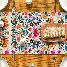1pc Mexican Style Colorful Floral Print Table Runner, Long May 5th Tablecloth, Day Of The Dead Decor - Multicolor - View 5