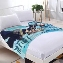 Nueva frazada/manta de forro polar con estampado gráfico de Deku, Bakugou Katsuki, Todoroki Shoto, súper suave y decorativa para viajes - Negro - Ver 6