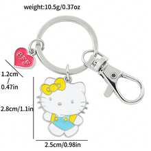 1 Stück Hello Kitty Schlüsselanhänger mit rosa Revolver Design - süßer Anime Schlüsselanhänger aus Edelstahl, geeignet für Taschen, Rucksäcke und Autoschlüssel, das perfekte Geschenk für Fans von Sanrio Charakteren