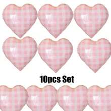 Balon în formă de inimă, carouri, 4/8/10 buc, 45 cm, culoare macarons galben/roz/albastru/roșu/verde, potrivit pentru petrecere de ziua de naștere, Ziua Îndrăgostiților, nuntă, aniversare, petrecere burlăciță, decor de Ziua Recunoștinței, interior și exterior - Multicolor - Vizualizare 20