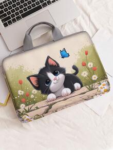 Cat Print Laptop Sleeve, Laptop Bag, Accessories, Soft Laptop Sleeve, Soft Laptop Case, Laptop Bag, Tablet Leather Case, Laptop Zipper Sleeve, School, Business, Office - Multicolor - View 1