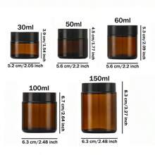 4pcs Tea-Color Lidded Glass Jars, Face Mask Containers, Cosmetic Packaging Bottles, Ointment Jars, High Quality Thick Glass Refillable Bottles Suitable For Creams, Face Masks, Candles Etc., Portable Accessories Storage