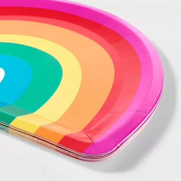 10ct Rainbow Shaped Snack Plates - 9.1 Inches (L), 6.7 Inches (W)