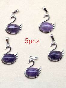 5pcs Natural Stone Aventurine Amethyst Mixed Insect Pendant Suitable For DIY Jewelry Making Necklace Accessories - Purple - View 19