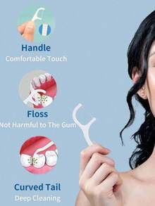 300pcs-50pcs High Tensile Strength Dental Floss Picks Portable Bow Shaped Super Thin Toothpick Flat Dental Tape Interdental Cleaner Oral Care, Living Room Home Bedroom Bathroom House Decor, Travel Stuff, Wedding, Party, Birthday, Gifts For Men Mom Dad Friends, New Years, Accessories, Funny Gift Back To School - White - View 5