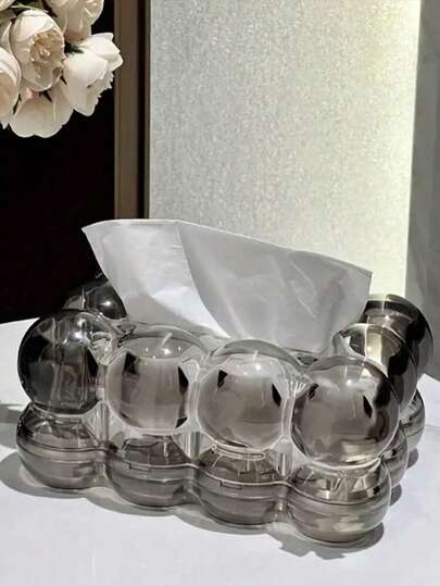 1 件高端可爱球形塑料客厅纸巾盒、高端轻奢咖啡桌摆件、餐巾装饰纸巾盒、家居用品、桌子、家居装饰、家居整理和收纳、房间装饰