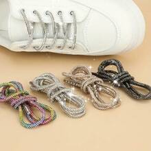 1 Pair/2 Pcs 120cm Long Rhinestone Shining Elegant High-End Minimalist Shoelaces, Suitable For Sneakers, Boots And Other Clothing Decor, Casual Shoes,Gift Ideas - Multicolor - View 2