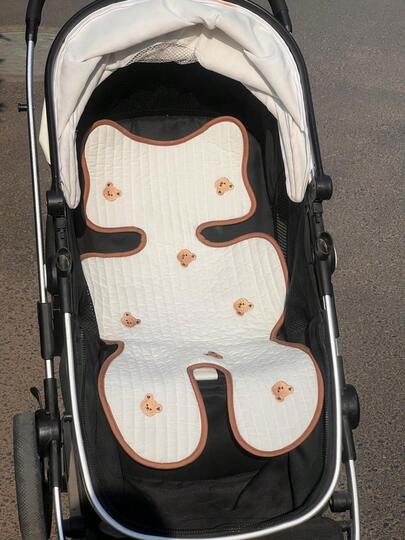 韩版婴儿推车坐垫，薄款，刺绣设计，吸湿透气，四季皆宜（春夏秋冬）