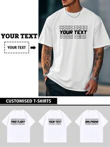 Customizable Personalized Text Men's T-Shirt, Customize Your Text, Name, Baby/Friend/Idol/Couple/Family/Party/School/Sports/Pet/Love Design Print