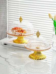 Cake Stand With Acrylic Dome Cover - Versatile Round Shatterproof Dessert Table Display Set With Round Plate, Vegetable Tray, Fruit Bowl - Party Cake Show - Multicolor - View 10