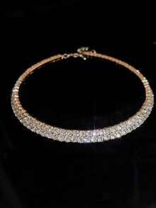 Duas fileiras strass dourada