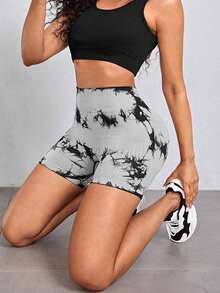 4pcs/Set Women's Seamless Tie-Dye Yoga Shorts, Versatile For Outdoor Climbing, Daily Wear, Gym, Workout, Sports - Multicolor - View 4