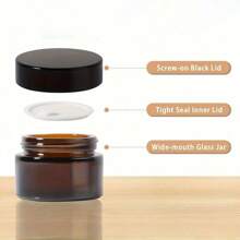 4pcs Tea-Color Lidded Glass Jars, Face Mask Containers, Cosmetic Packaging Bottles, Ointment Jars, High Quality Thick Glass Refillable Bottles Suitable For Creams, Face Masks, Candles Etc., Portable Accessories Storage
