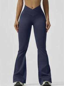 Pantalones de yoga de talle alto con diseño cruzado para mujer, pantalones deportivos para excursionismo al aire libre con efecto levantador de glúteos